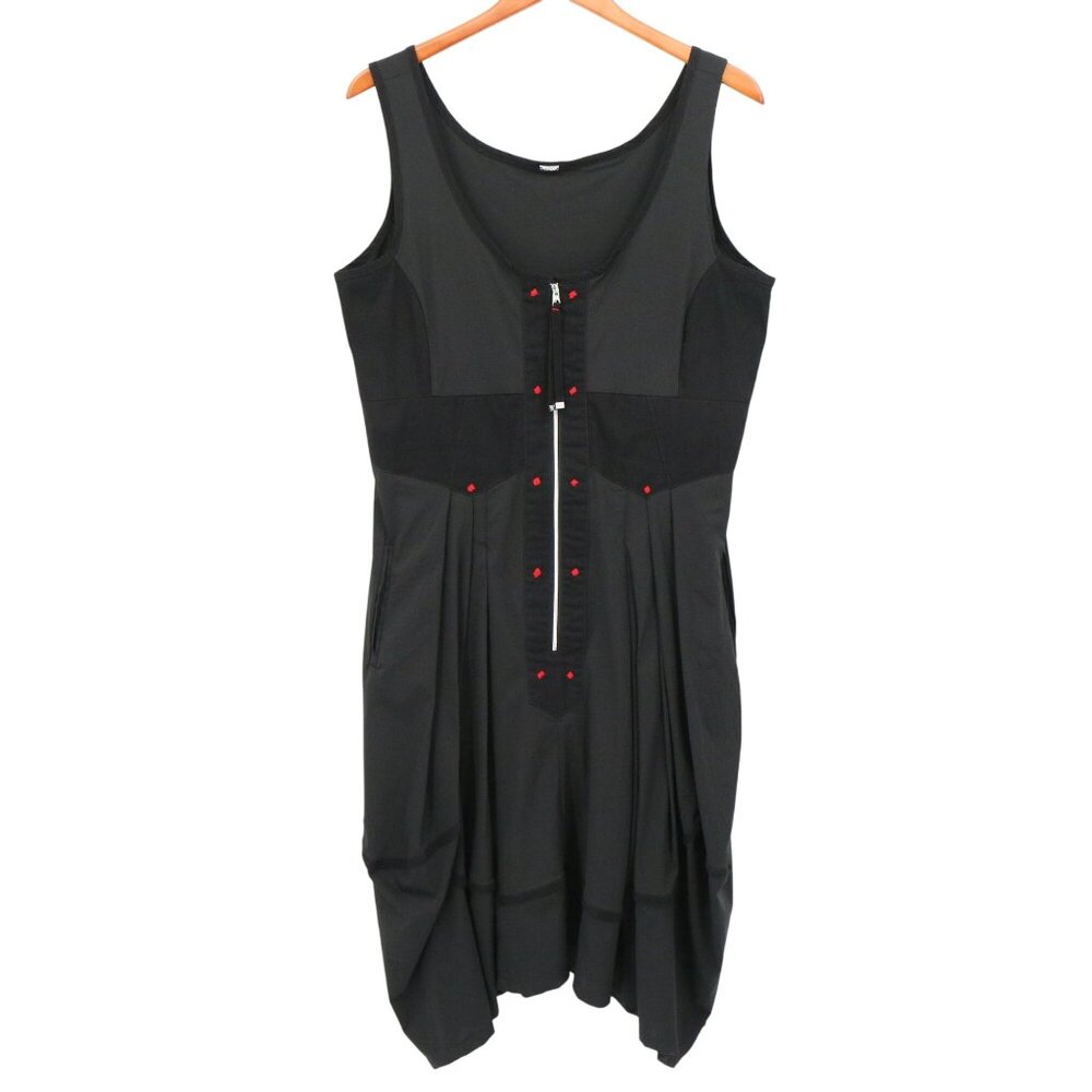 ADC Lagenlook Art to Wear Mixed Media 2 Pc Lantern Dress Jacket Set Black 12 14 - Picture 7 of 10